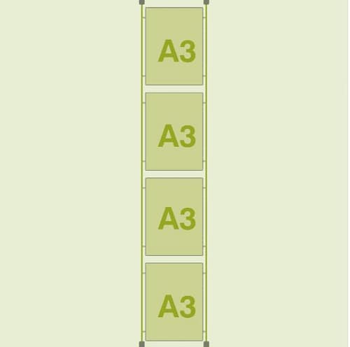 A3 Portrait LED Cable Pocket - 4 Panel
