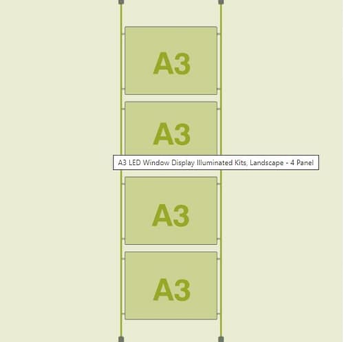 A3 Landscape LED Cable Pocket - 4 Panel