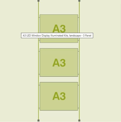 A3 Landscape LED Cable Pocket - 3 Panel