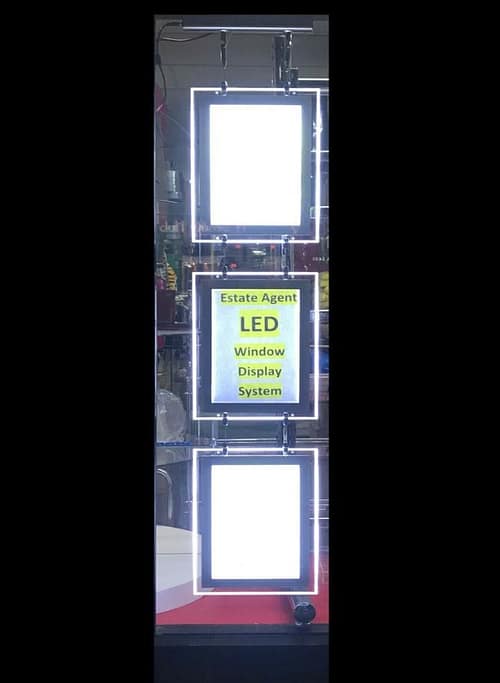 3 x A3 LED Portrait Cable Pockets, Estate Agent Displays
